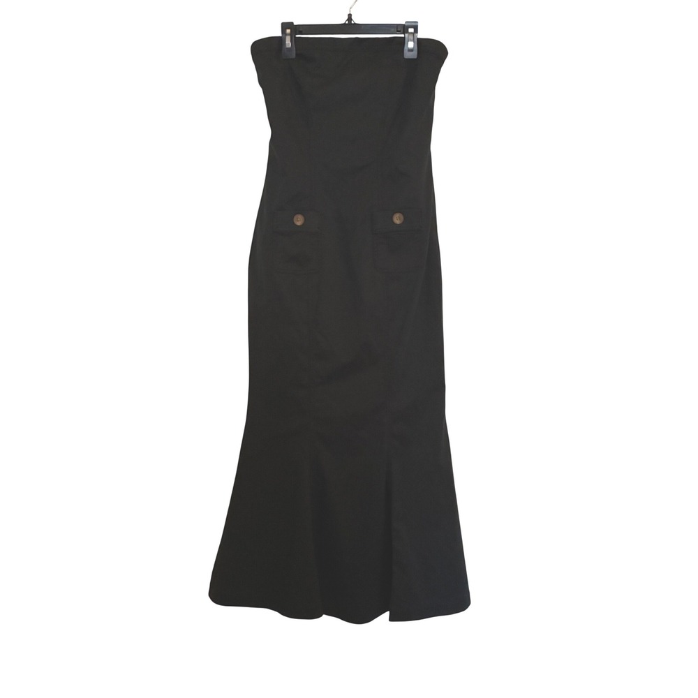 Y2K Strapless Mermaid Maxi Dress Womens Size M Black Coquette Girl Gorpcore